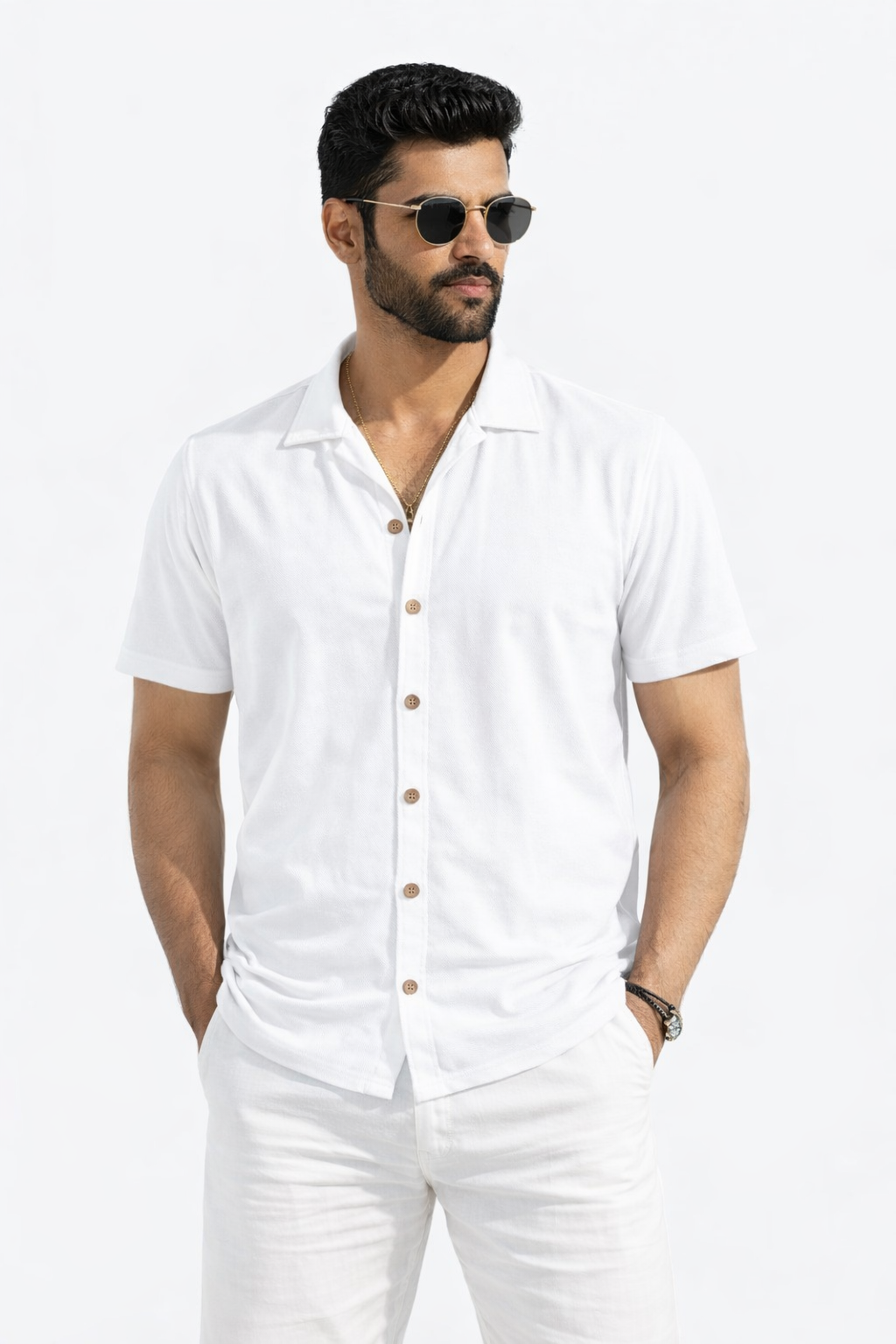 FO Zig-Zag Fabric Shirt - White
